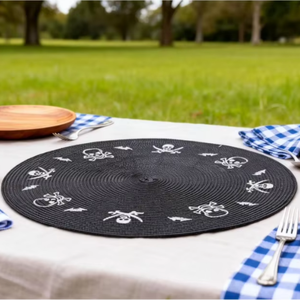 Napperons ronds en plastique PP écologique de 500 mm, style zen asiatique, brodés de perles, vente en gros d'usine EM4, napperons brodés EM4 - Product Image 1