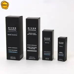 Emballage en carton pour shampoing et huile de barbe pour hommes, 10 pièces, pour cosmétiques, soin de la peau, boîtes personnalisées noires