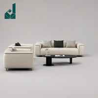 Ensemble de canapés de bureau exécutif minimaliste moderne, canapé sectionnel en cuir véritable beige crème de luxe pour salle de réception de PDG