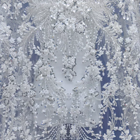 Tissu brodé lourd avec perles et paillettes pour robes de mariée, robes de soirée, rideaux faits main, tissu en dentelle