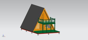 Cabaña de <span class=keywords><strong>Madera</strong></span> Prefabricada Moderna en Forma de A con Balcón, Casa Pequeña de <span class=keywords><strong>Madera</strong></span> Sólida de 2 Pisos para Glamping Resort - Product Image 3