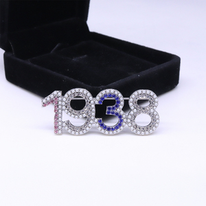 Fancy 2 filas diseño con incrustaciones de perlas Jack y Jill of America año de fundación 1938 símbolo joyería rosa y azul Bling JJ broche Pin - Product Image 3