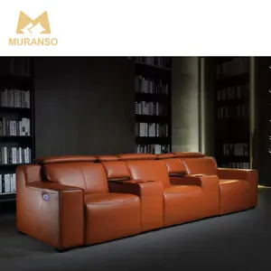 4 tempat duduk Sofa bioskop listrik, kursi sofa malas teater rumah Interior bioskop mebel