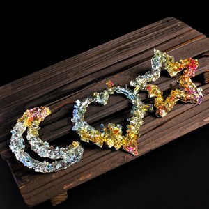 Cristal de bismuth naturel, cristal de bismuth métallique, collection de minerai de bismuth, ornement de maison en forme d'étoile et de lune, spécimen d'enseignement de minerai <span class=keywords><strong>secret</strong></span> - Product Image 2