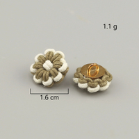 Kancing Tenun Tangan Berbentuk Bunga 16mm, Dilapisi Benang Katun, Kancing Berlapis Kain, Aksesoris Pakaian DIY