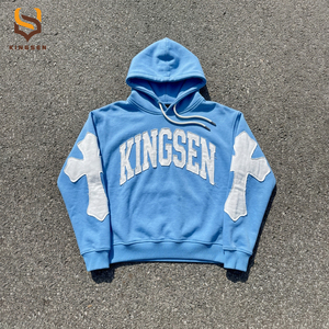 Ensemble sweat à capuche et pantalon de jogging décontracté pour homme, style streetwear hiver personnalisé, avec appliques brodées et patchwork vieilli, 100% coton - Product Image 4