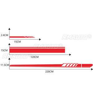 Juego de 5 pegatinas para coche, calcomanías para carrocería, rayas para puerta lateral, capó, espejo retrovisor, accesorios para coches de carreras - Product Image 6