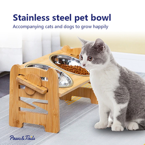 OEM High Quality Durable Pet Bowl Elevated Dog <strong>Cat</strong> <strong>Food</strong> Stand <strong>Holder</strong> with Eco-Friendly Stainless Steel Bowls - Product Image 2