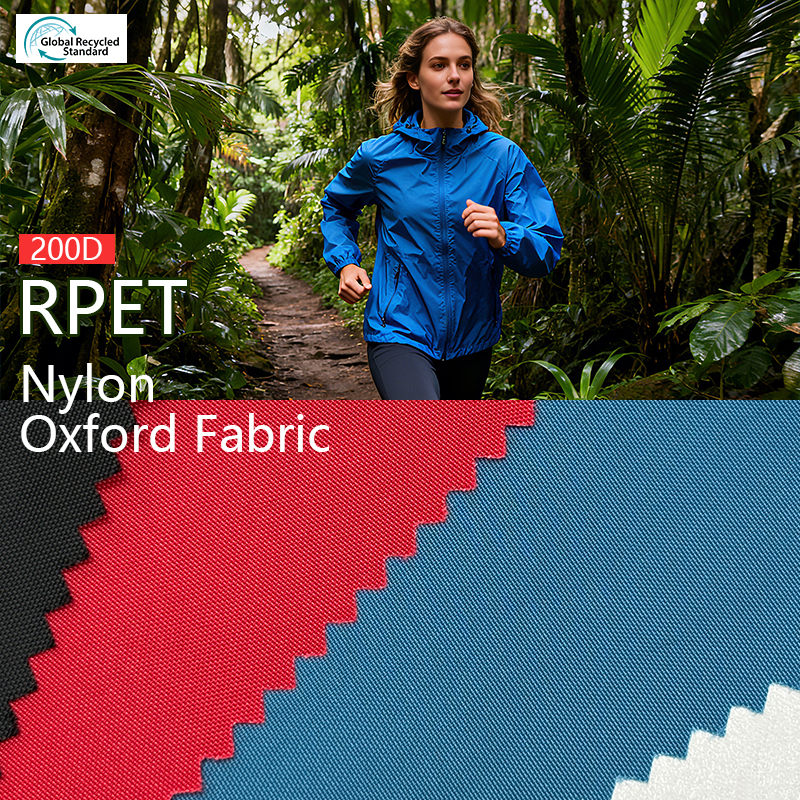 Quality Wholesale RPET Ripstop Nylon Recycling Fabric Tpu Fabrics Free Sample 200D Oxford Fabric for Jackets