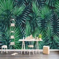 Papier peint chinois à motifs de feuilles et de fleurs, peintures de plantes et d'oiseaux, décoration murale pour la maison, papier peint 3D, panneaux muraux décoratifs forêt tropicale
