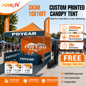 เต็นท์พับได้สำหรับงานโปรโมชั่นขายส่ง PDYEAR ขนาด 3x3 เมตร เต็นท์พิมพ์โลโก้ตามสั่ง สำหรับงานนิทรรศการ งานแสดงสินค้า งานโฆษณาภายนอกอาคาร - Product Image 1