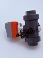 Vanne à boisseau sphérique électrique radiante 3 voies en PVC, port en T/L, 1/2"~1", PN10, IP67, raccord fileté pour traitement de l'eau et produits chimiques