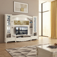 Meuble TV extensible moderne et minimaliste en bois blanc avec éclairage LED à couleur réglable, étagères, support au sol, pour salon, 65 pouces