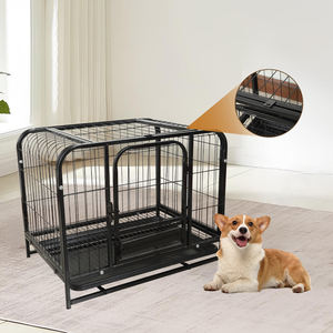 Vente en gros de chenil pliable intérieur/extérieur pour chiens Cage tubulaire en métal robuste noire Cages pour animaux de compagnie à vendre moderne pour chiens - Product Image 2
