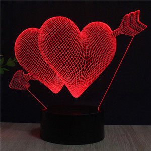 Multicolor <span class=keywords><strong>dulce</strong></span> de Navidad amante corazón ilusión boda, Flecha de Cupido amor 3d lámpara luz de noche para niños - Product Image 5