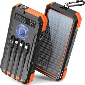 Banco de Energía <span class=keywords><strong>Solar</strong></span> de 20000 mAh con 4 Cables Integrados, Carga Rápida de 20 W, <span class=keywords><strong>Cargador</strong></span> Inalámbrico, Linterna Súper Brillante, Termómetro para Exteriores - Product Image 1