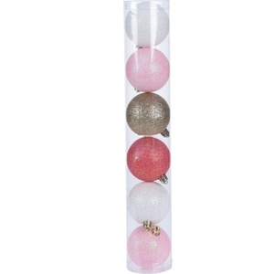 SET DI 6 PALLINE DI NATALE IN PLASTICA IN UN TUBO - Product Image 1
