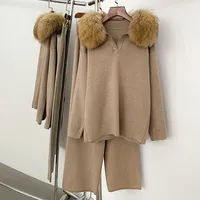 Ensemble de veste pull épaisse décontractée pour femme, col en V, en nylon/coton, anti-plis, patchwork, toutes saisons