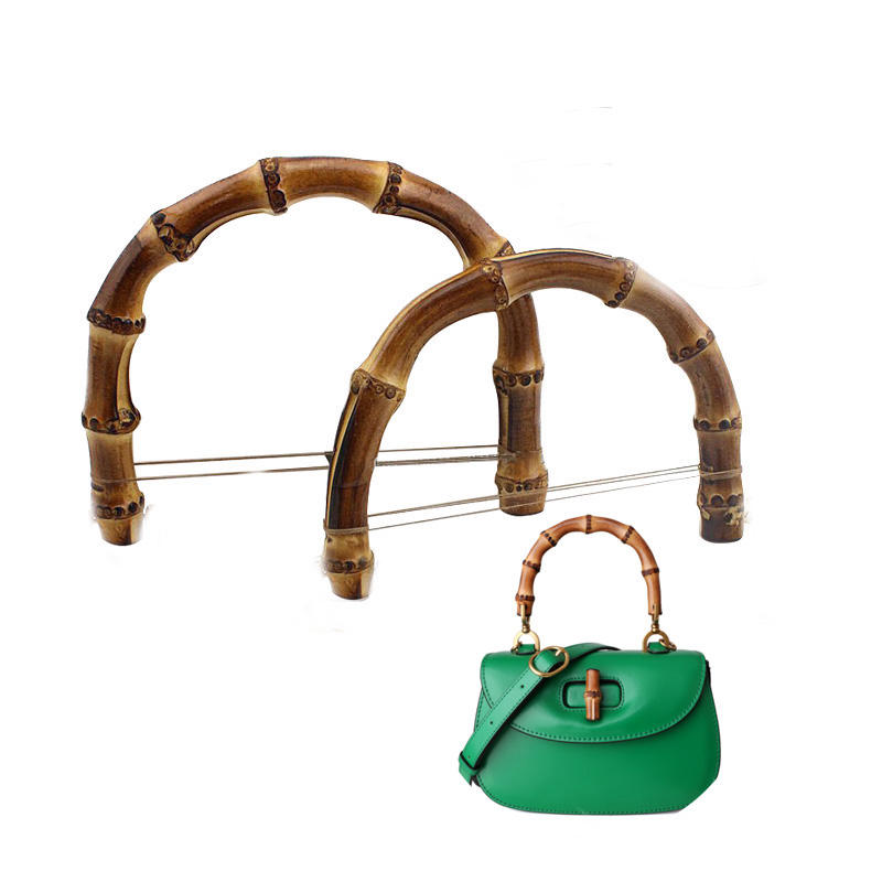 Factory Wholesale Natural Real Half Round U Shape 10cm 12cm 14cmGold Large  Bamboo Style Top Handle Purse for Bags Accessories