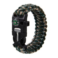 Bracelet boussole de survie en plein air multifonctionnel 5-en-1 à sept cœurs pour des aventures de sauvetage en camping et en randonnée