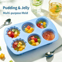 Moule à pâtisserie en silicone à 6 cavités en forme de rose, antiadhésif, de qualité alimentaire, pour pudding, gelée, soufflé, chocolat, glaçons