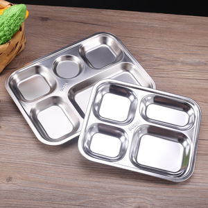 Stainless Steel Childrens Lunch <b>Plate</b> 304 Food Grade Rectangle <b>Compartment</b> <b>Plate</b> For Kids School Cafeteria - Product Image 3