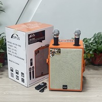 Nouveau DS-1852 Microphone portable double avec boîtier en bois de 8 pouces pour haut-parleur 5.3 avec sortie 20W, batterie intégrée et fonction karaoké