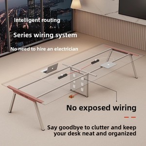 <span class=keywords><strong>Mesa</strong></span> de Conferencia para <span class=keywords><strong>Oficina</strong></span>, Larga, Minimalista, Moderna, con Juego de Sillas para Sala de Reuniones, Pequeña, para Recepción, Estilo Mostrador, de Bambú, Desmontable - Product Image 2