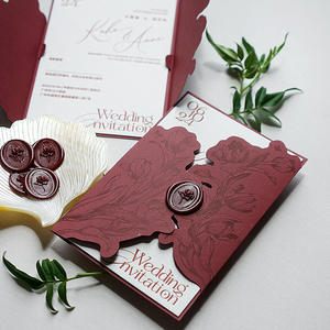 Invitaciones de Boda de Terciopelo Cortadas con Láser de Diseño y Color Personalizado, Tarjeta de Invitación de Boda Lujosa y Elegante - Product Image 2
