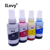 70ML botol 664 T664 isi ulang tinta pewarna untuk Epson L310 L313 L351 L353 L358 L360 L363 L365 L455 Inkjet Printer T6641-T6644 tinta pewarna