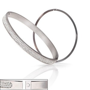 Bracelet en acier inoxydable 65 mm avec diamants tchèques sertis en canal, bijoux de mode unisexe - Product Image 5