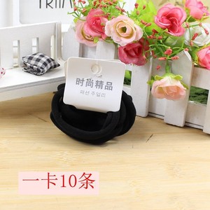 Élastiques à cheveux 10 pièces, noirs, élastiques, noués, pour usage quotidien, en tissu uni, fabriqués à Yiwu - Product Image 1