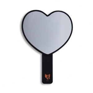New Design Handheld Makeup Mirror Heart Shape Makeup <b>Plastic</b> Mirror Custom Logo Handle Mirror for Women - Product Image 2