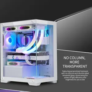 Casing ATX aluminium kualitas tinggi, casing komputer Desktop Gaming dengan 3.0 USB pendingin RGB LED untuk Server PC