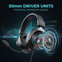Microphone dynamique filaire RGB véritable PJT-DEP2451 pour le jeu, sur-oreille, voyage, réduction de bruit, étanche, USB, téléphone portable