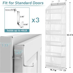 Clear Over the Door <b>Hat</b> Rack PVC Organizer for Baseball Caps Wall Mount Storage <b>Holder</b> White - Product Image 6
