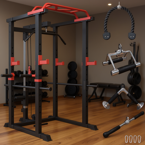 Estación de Gimnasio Multifuncional con Capacidad de 450 kg, Soporte Ajustable para Sentadillas y Dominadas, Equipo de Entrenamiento de Fuerza de Metal - Product Image 2