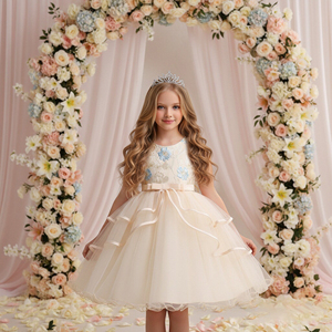 Stile europeo neonata <span class=keywords><strong>vestito</strong></span> soffice per bambina abiti da compleanno multistrato <span class=keywords><strong>rosa</strong></span> capretto abiti da ballo per bambina 2-10 anni - Product Image 5