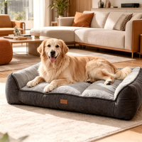 Canapé pour animaux de compagnie grand format, moderne, solide, imperméable, avec coussin de soutien 3 côtés en mousse à mémoire de forme, pour soulager les articulations des chiens, idéal pour le salon intérieur - Vente en gros