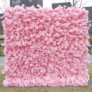 Mur floral artificiel 2,4 m x 2,4 m, panneau mural de fleurs 3D enroulable en soie artificielle pour décoration de fond de mariage - Product Image 5