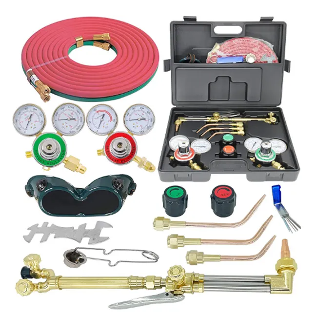 Lassnijbrander Kit Met Snijmonden Verwarmingstip Zuurstofacetyleenregelaar Os/Ac Lasslang Snijbrander Set