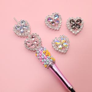 2025 Hot Sale Aurora Love Butterfly Metals Crystal Handmade <b>Pen</b> Beads Luxury Heart Rhinestone for DIY <b>Pen</b> Jewelry Making - Product Image 1