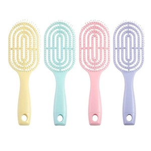Peigne à cheveux lisses, peigne à dents creuses, peigne de coiffure en forme de Huizi, peigne de massage à long manche, peigne à double usage pour cheveux secs et humides - Product Image 1