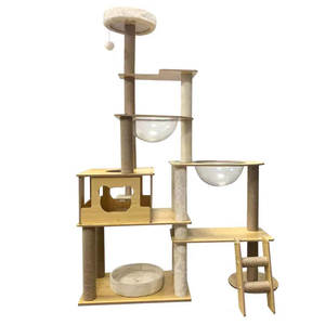 Struttura per gatti in legno massello semplice moderna struttura per arrampicata per gatti grande albero di attività per gatti - Product Image 4