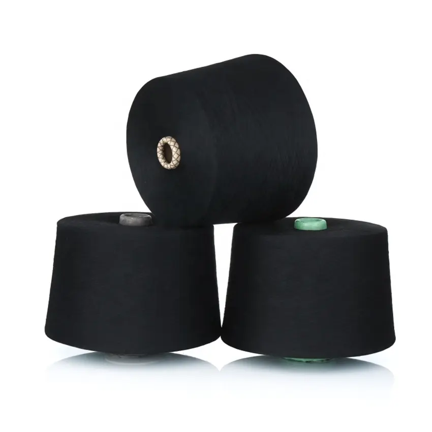 Hot Selling 21s/140s/1 Black Textile Spun Yarn Polyester viscose Yarn For Weaving And Knitting High Tenacity Socks yarn