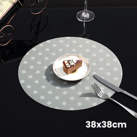 Napperons imprimés RNPT en PVC, ronds de 38 cm, beige à pois, pour la décoration de table de restaurant