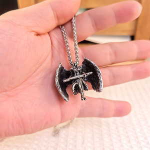 Collar con Colgante Ángel del Juicio de Acero Inoxidable con Alas Temáticas, Regalo SP1095 - Product Image 3