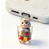 Bouchon anti-poussière universel pour téléphone en acrylique, pendentif chat mignon, breloque décorative pour téléphone portable, cadeau pour filles