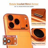 Protection d'objectif d'appareil photo en alliage d'aluminium et verre pour iPhone 17 18 Pro Max avec support rotatif intégré, blindage métallique et film AR dépoli