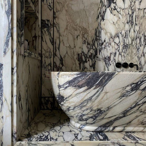 Newstar Calacatta Viola marmo Freestanding marmo <span class=keywords><strong>vasca</strong></span> da bagno in pietra naturale <span class=keywords><strong>vasca</strong></span> da bagno in marmo bianco - Product Image 3